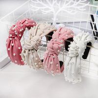 Nail Pearl Knotted Solid Color Sweet Fabric Headband Nhdm157912 main image 4