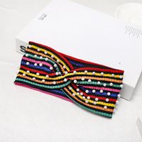 Rainbow Stripe Knit Pearl Hair Band Nhdm157837 sku image 7