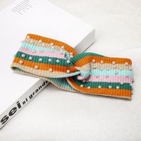 Rainbow Stripe Knit Pearl Hair Band Nhdm157837 sku image 8