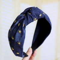 Denim Hot Drilling Stars Knotted Headband Nhdm157904 sku image 1