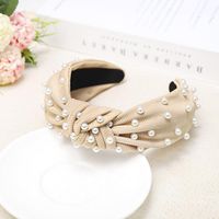 Nail Pearl Knotted Solid Color Sweet Fabric Headband Nhdm157912 sku image 1