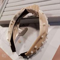Grenz Überschreiten Der Heißer Verkauf Einfache Genagelte Perlen Samt Geknotete Stirnband Europäische Und Amerikanische Retro-schleifen Stirnband Haarschmuck 2021 sku image 6