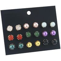 Europe And America Colorful Pearl Combination Alloy Earrings Set Nhsd158248 main image 1