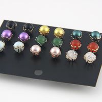 Europe And America Colorful Pearl Combination Alloy Earrings Set Nhsd158248 main image 5