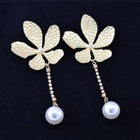 Fashion Asymmetric Flower Pearl Alloy Earrings Nhnt158318 main image 2
