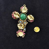 Stylish Minimalist Cross Artificial Gemstone Emerald Brooch Nhnt158328 main image 3