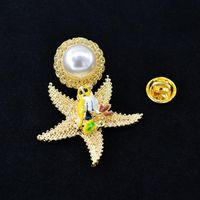 Fashion Wild Starfish Pearl Bird Alloy Brooch Nhnt158333 main image 1