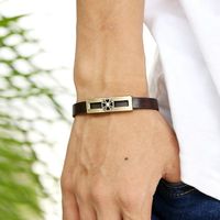 Fashion Alloy Psoriasis Cross Leather Bracelet Nhpk158339 main image 3