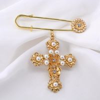 Fashion Simple Cross Pearl Alloy Brooch Nhnt158346 main image 4