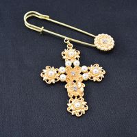 Fashion Simple Cross Pearl Alloy Brooch Nhnt158346 main image 5