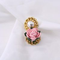 Court Vintage Baroque Exaggerated Ceramic Flower Pearl Brooch Nhnt158350 main image 3