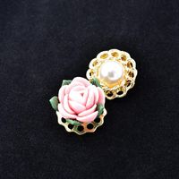 Court Vintage Baroque Exaggerated Ceramic Flower Pearl Brooch Nhnt158350 main image 2