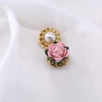 Court Vintage Baroque Exaggerated Ceramic Flower Pearl Brooch Nhnt158350 main image 5