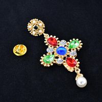 Européen Et Américain Exagérée Croix Broche Femmes De Rétro Cour Coréenne Style Long Élégant Personnalité Hippie Corsage Noir Diamant Broche main image 1