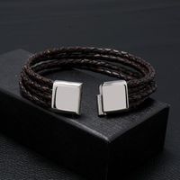 Simple And Versatile Stainless Steel Imitation Leather Bracelet Nhpk158407 main image 3