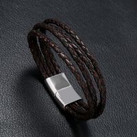 Simple And Versatile Stainless Steel Imitation Leather Bracelet Nhpk158407 main image 4