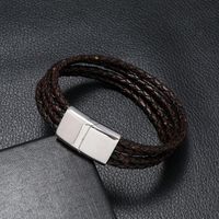 Simple And Versatile Stainless Steel Imitation Leather Bracelet Nhpk158407 main image 5