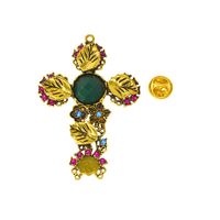 Stylish Minimalist Cross Artificial Gemstone Emerald Brooch Nhnt158328 sku image 1