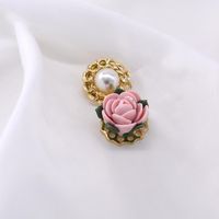 Court Vintage Baroque Exaggerated Ceramic Flower Pearl Brooch Nhnt158350 sku image 1