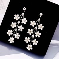 Coréenne Dongdaemun Nouveau Boucles D'oreilles Fée Capricieux Belle 925 Argent Aiguille Longue Boucles D'oreilles Imitation Perle Fleur Boucles D'oreilles main image 1