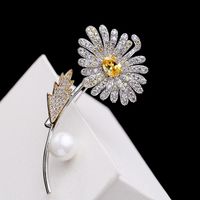 Fashion Flower Copper With Zircon Brooch Nhdo158564 main image 5