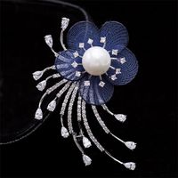 Neue Perlen Netz Blumen Brosche Mikro Diamant Corsage Damen Jacke Anzug Nadel Schnalle Anti-licht-zubehör Großhandel main image 3