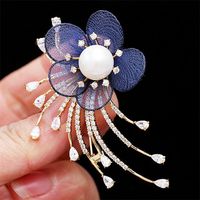 Neue Perlen Netz Blumen Brosche Mikro Diamant Corsage Damen Jacke Anzug Nadel Schnalle Anti-licht-zubehör Großhandel main image 4