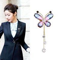 Koreanische Mode Farbe Schmetterlings Brosche Mikro Eingelegte Zirkon Brosche Hochzeits Anzug Kleid Temperament Edelstein Kristall Corsage main image 3