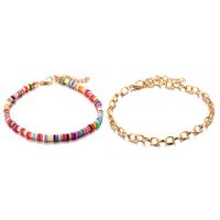Fashion Alloy Artificial Gemstone Color Round Anklet Set Combination main image 3