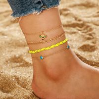 Bohemian Bee Multilayer Gold Bead Sapphire Wire Rope Anklet 4 Piece Set main image 6