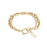 European And American Fashion Hipster Copper Thick Chain Double Rhinestone Bracelet main image 1
