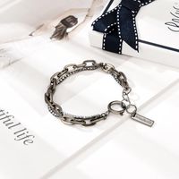 European And American Fashion Hipster Copper Thick Chain Double Rhinestone Bracelet main image 3