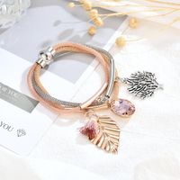 New Metallic Fringe Rhinestone Geometric Leaf Zinc Alloy Bracelet main image 3