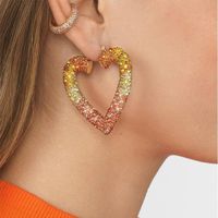 Fashion Alloy Diamond Heart Earrings main image 2