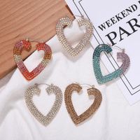 Fashion Alloy Diamond Heart Earrings main image 6
