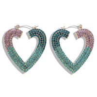 Fashion Alloy Diamond Heart Earrings main image 5