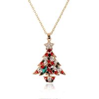 European And American Christmas Necklace Ring Earrings Crystal Christmas Tree Four-piece Set sku image 3