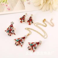 European And American Christmas Necklace Ring Earrings Crystal Christmas Tree Four-piece Set sku image 4