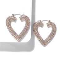 Fashion Alloy Diamond Heart Earrings sku image 2