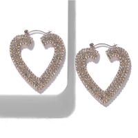 Fashion Alloy Diamond Heart Earrings sku image 3