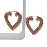 Fashion Alloy Diamond Heart Earrings sku image 4
