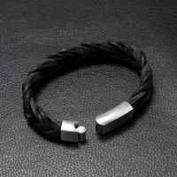 Fashion Simple Magnetic Buckle Men Leather Vintage Woven Stainless Steel Bracelet main image 4