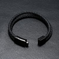 Simple Creative Woven Stainless Steel Men&#39;s Pu Leather Bracelet main image 5