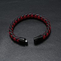 New Titanium Steel Magnetic Buckle Leather Braided Bracelet Retro Bracelet main image 4