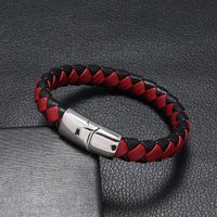 New Titanium Steel Magnetic Buckle Leather Braided Bracelet Retro Bracelet main image 5