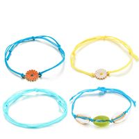 Hand-woven Alloy Daisies Shell Multi-layer Rope Flower Bracelet Set main image 6