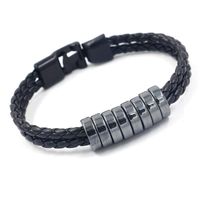 Japanische Und Koreanische Modeschmuck Einfache Obsidian Perlen Gewebte Seil Armband Unisex Kreative Charakter Is Tische Geschenke main image 1