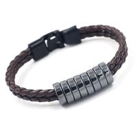 Simple Obsidian Beaded Woven Rope Bracelet main image 3