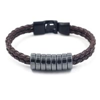 Simple Obsidian Beaded Woven Rope Bracelet main image 5