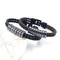 Simple Obsidian Beaded Woven Rope Bracelet main image 6